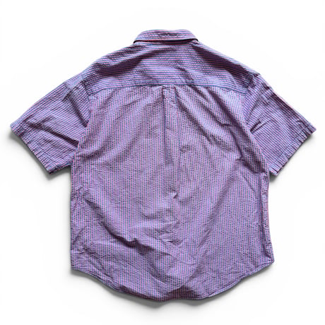 LANDS'END / Striped Seersucker Shirt / Cotton Candy XL / Used