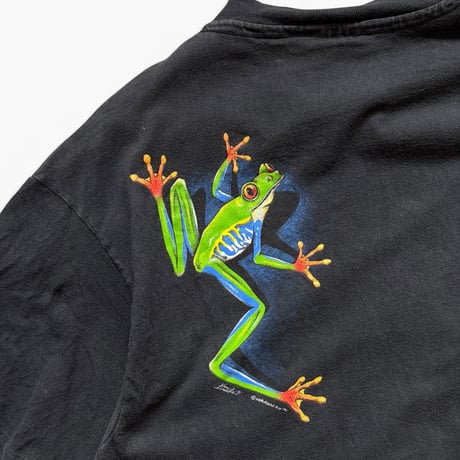 Made in USA / 90's Frog Printed Tee / Black L / Used