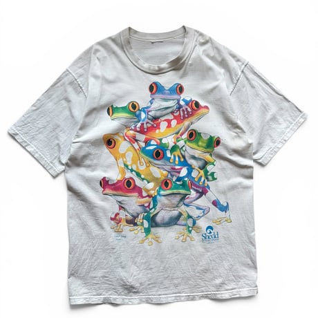 90's Frog Printed Tee / White L相当 / Used