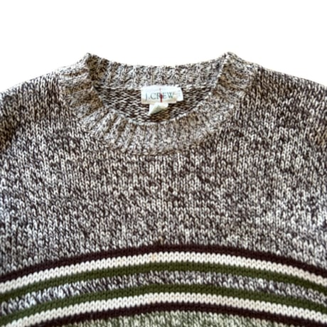 90's J.CREW / Cotton Border Knit / XL / Used