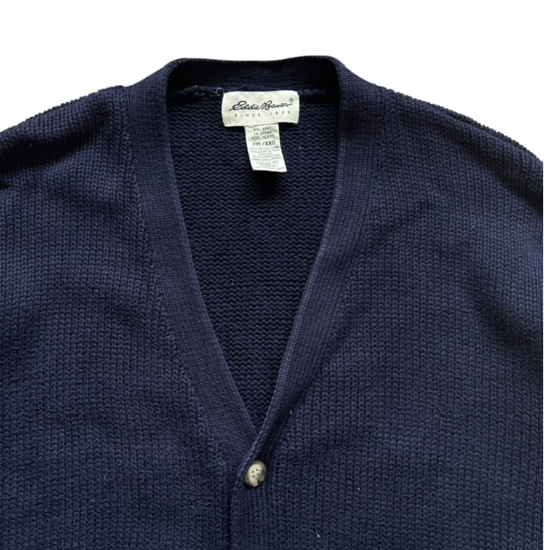 90's Eddie Bauer / Cotton Cardigan / Navy XXL /