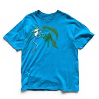 Made in USA / 90's Frog Printed Tee / Blue L / Used