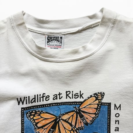 Made in CANADA / 90's Butterfly Printed Tee / White XL / Used