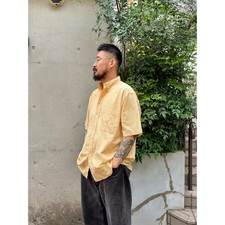 nautica / Plaid Seersucker B.D.Shirt / Yellow L / Used