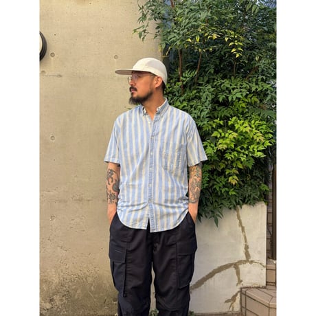 Made in CANADA / 80-90's L.L.Bean / Striped B.D.Shirt / M / Used