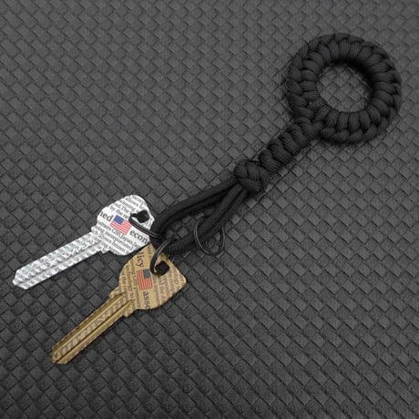 Kuro EDC ラウス 黒 ブラス リング パラコード キーホルダー 日本製