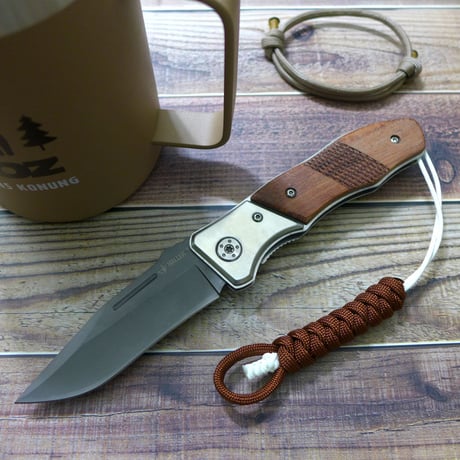 ハラー EDC トレイル チタンコート フォルディング ナイフ パラコード ランヤード 付き