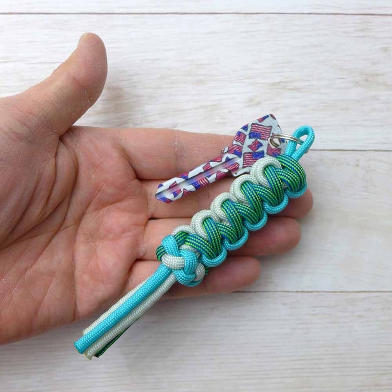 EDC アンピロ アクアティック わさび パラコード キーホルダー ダブル