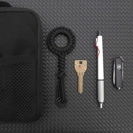 Kuro EDC ラウス 黒 ブラス リング パラコード キーホルダー 日本製
