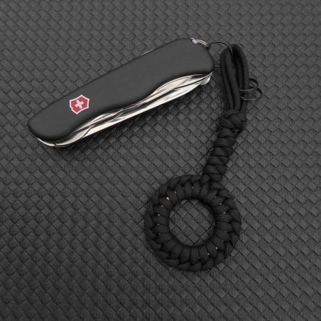Kuro EDC ラウス 黒 ブラス リング パラコード キーホルダー 日本製