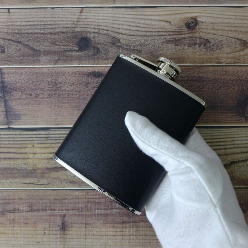 スレンレス ブラック レザ― ヒップ フラスコ スキットル 180ml | royal