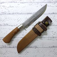 B品 昌之作 アウトドア 剣鉈 両刃 18cm ダマスカス クルミ鞘付き 日本製