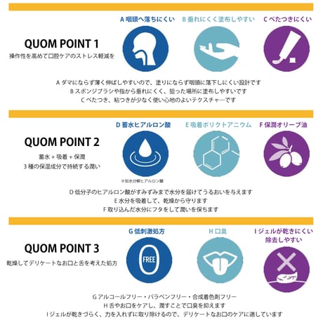 口腔 保湿 低刺激 ジェル QUOM ウェット プラス  80g 無香料 日本製