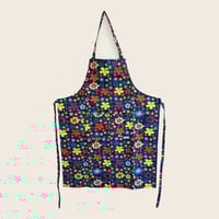 イタリア製】胸付きシェフエプロン ギア（歯車柄）エゴシェフ | Qui L