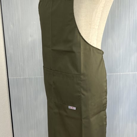 【イタリア製】胸付きシェフエプロン　オリーブグリーン　エゴシェフ