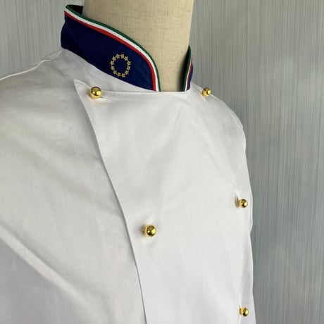 【イタリア製】コックコート　ユーロ・イタリー（イタリア国旗柄・欧州旗刺繍入り）エゴシェフ