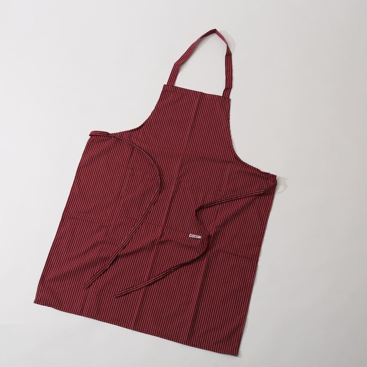 イタリア製】胸付きシェフエプロン ワイン（ストライプ柄）エゴシェフ