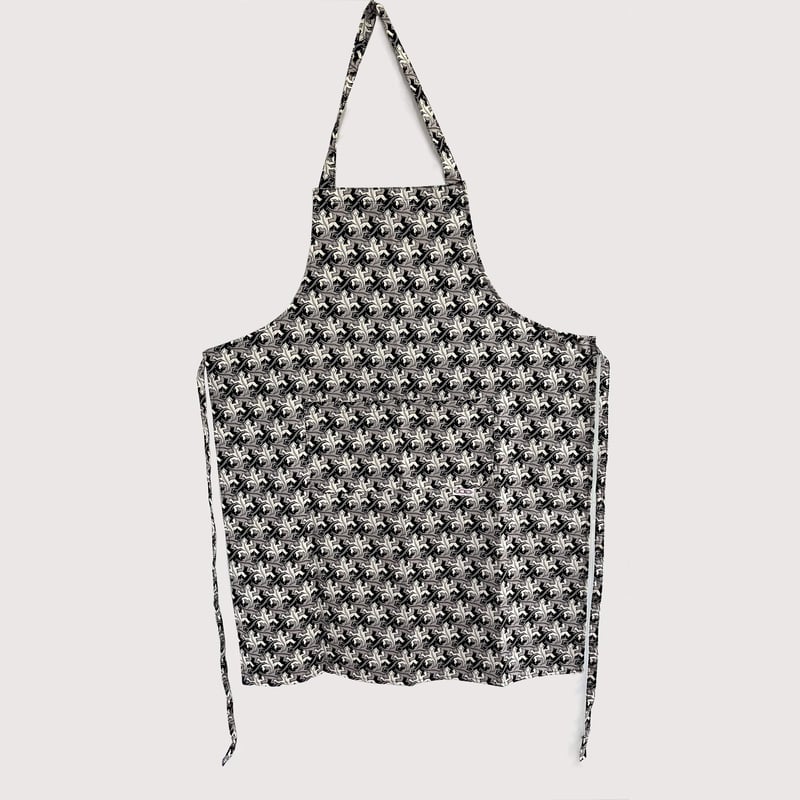 イタリア製】胸付きシェフエプロン トカゲ（爬虫類だまし絵