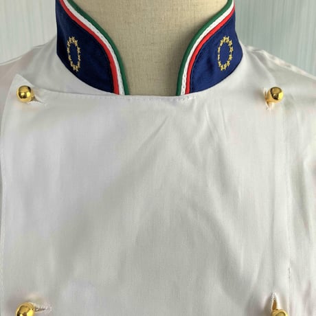 【イタリア製】コックコート　ユーロ・イタリー（イタリア国旗柄・欧州旗刺繍入り）エゴシェフ
