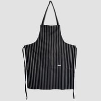 イタリア製】胸付きシェフエプロン グレーストライプ（ストライプ柄