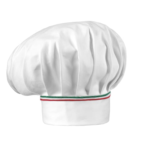 【イタリア製】コック帽　イタリア（イタリア国旗柄パイピング）