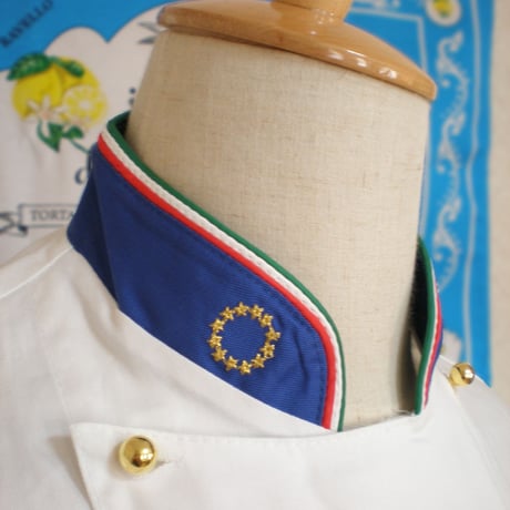 【イタリア製】コックコート　ユーロ・イタリー（イタリア国旗柄・欧州旗刺繍入り）エゴシェフ