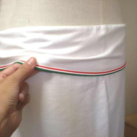 【イタリア製】サロンエプロン(ロング)　プリンス・イタリア（イタリア国旗柄パイピング）エゴシェフ