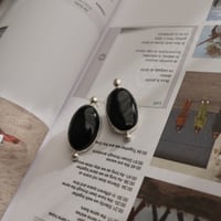 Black onyx round earrings