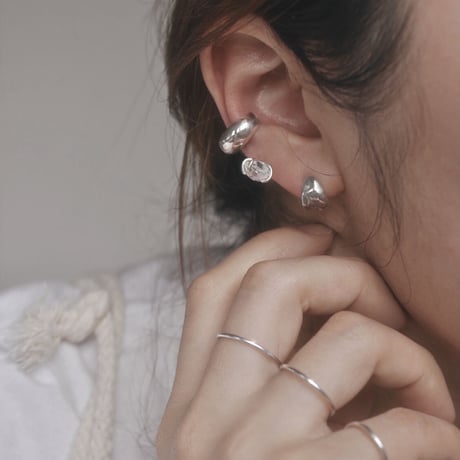 Harkimer quartz drop ear cuff 925