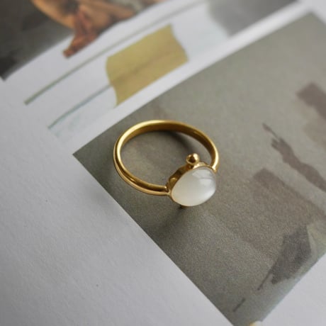Moonstone dot ring