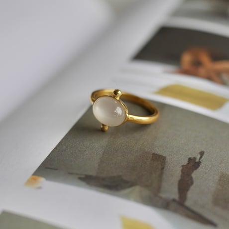 Moonstone dot ring