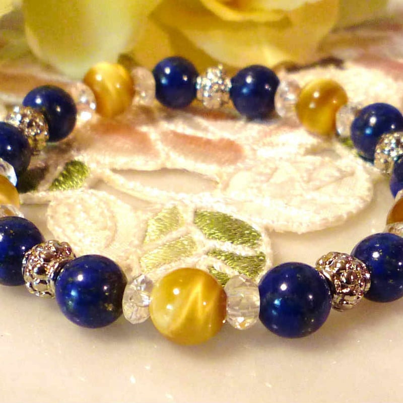 天然石 パワーストーン ブレスレット ラピスラズリ ゴールドタイガー