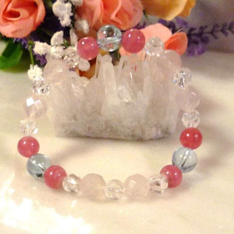 天然石 パワーストーン ブレスレット/希少 スカイブルートパーズ