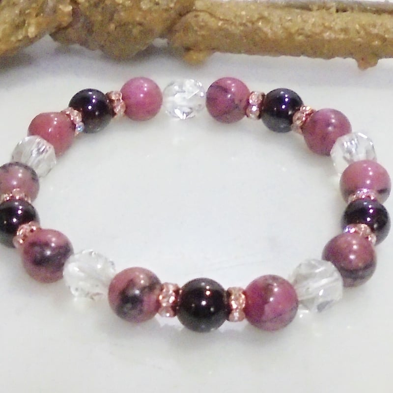 179 天然石 パワーストーン ブレスレット 限定 国産ロードナイトシリカ