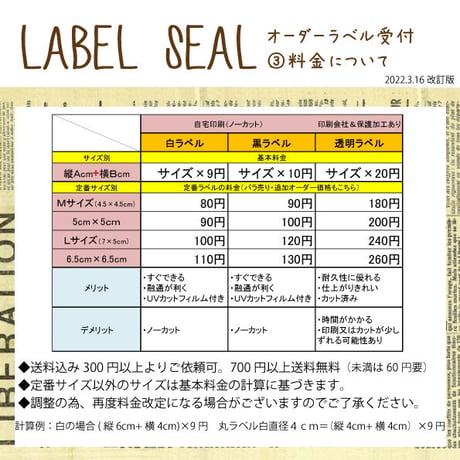 【総合オーダーラベル&スパイスラベル受付専用ページ】このページは購入不可   更新日2022.7.10