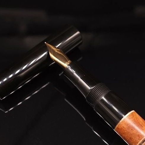 TETZBO 真鍮 万年筆 銀箔 F-Tz 14金ニブ 細字 テツボー美品！