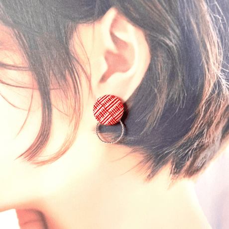 ビナクル織 & フープピアス / Red Lava レッド ラヴァ