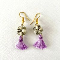 ペーパービーズピアス / ボールフリンジ