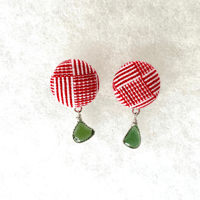ビナクル織 & 海の宝石「シーグラス」のピアス / Red Lava レッドラヴァ