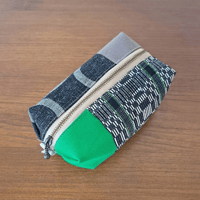 キャラメルBOXポーチ / 黒x緑　Binakol x HareTa