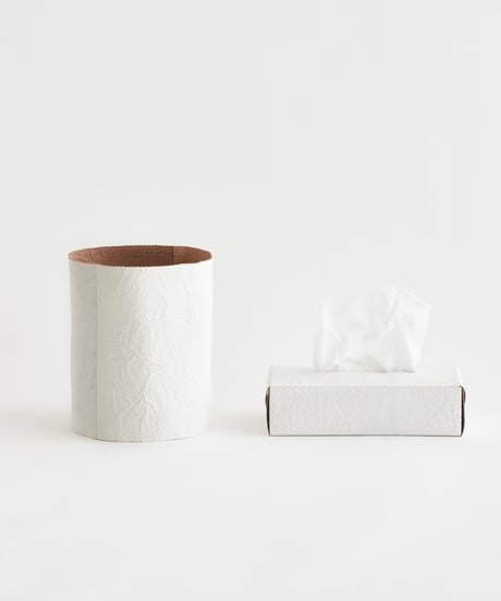 PAPER LEATHER TISSUE BOX CASE  ( WHITE )