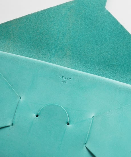 SEAMLESS "WAXED LEATHER" LONG WALLET  ( ICE BLUE  )