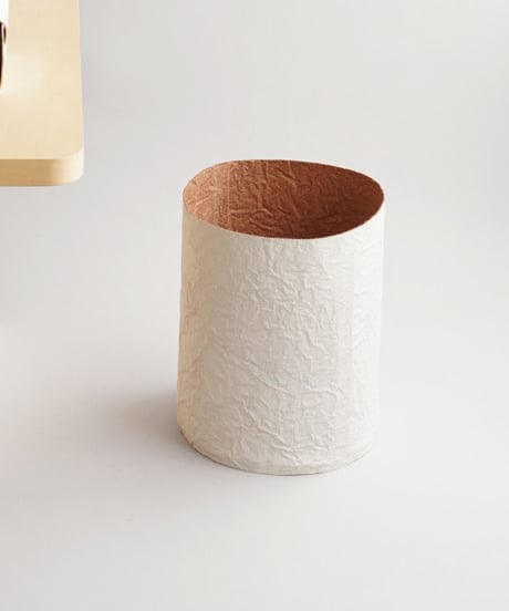 PAPER LEATHER TRASH BASKET  ( WHITE )