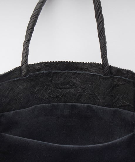 PAPER LEATHER TOTE BAG - M ( L.BROWN / BLACK )
