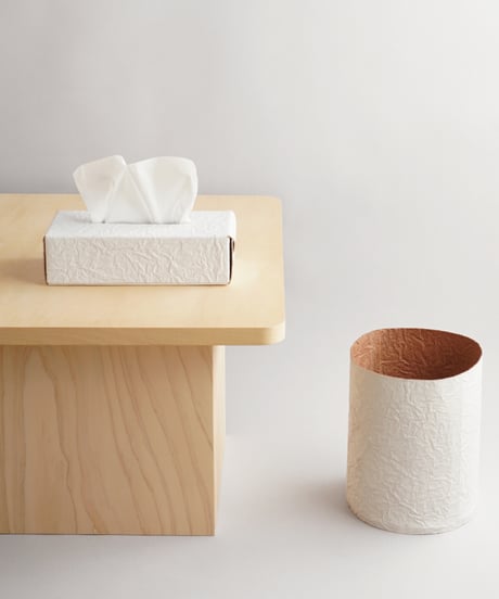PAPER LEATHER TRASH BASKET  ( WHITE )
