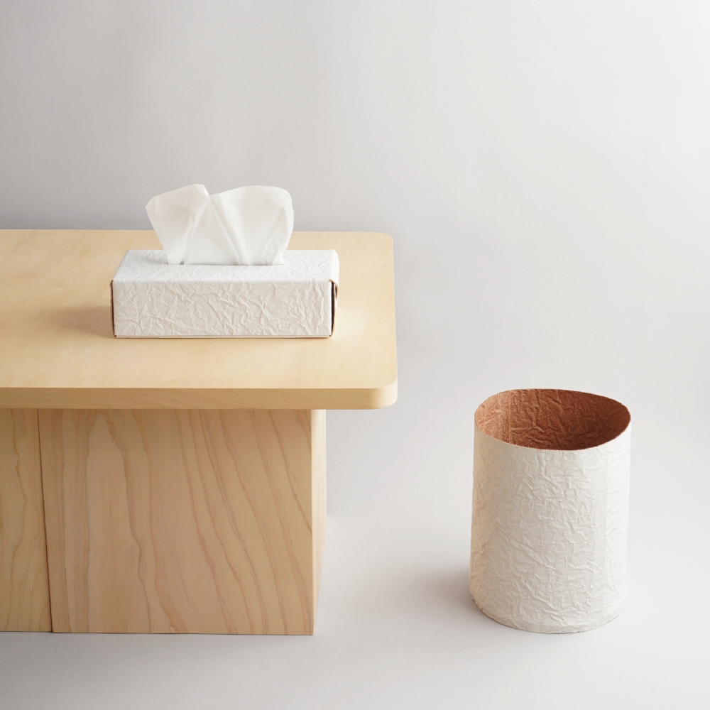 PAPER LEATHER TRASH BASKET ( WHITE ) | i ro se