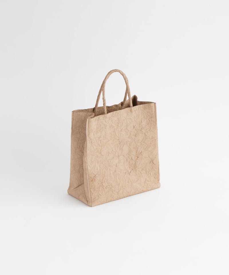 PAPER LEATHER TOTE BAG - M ( L.BROWN / BLACK )