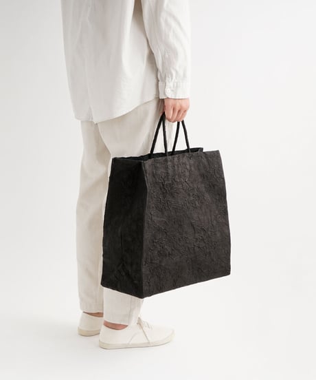 PAPER LEATHER TOTE BAG - L ( L.BROWN / BLACK )