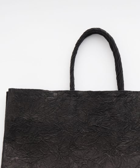 PAPER LEATHER TOTE BAG - L ( L.BROWN / BLACK )
