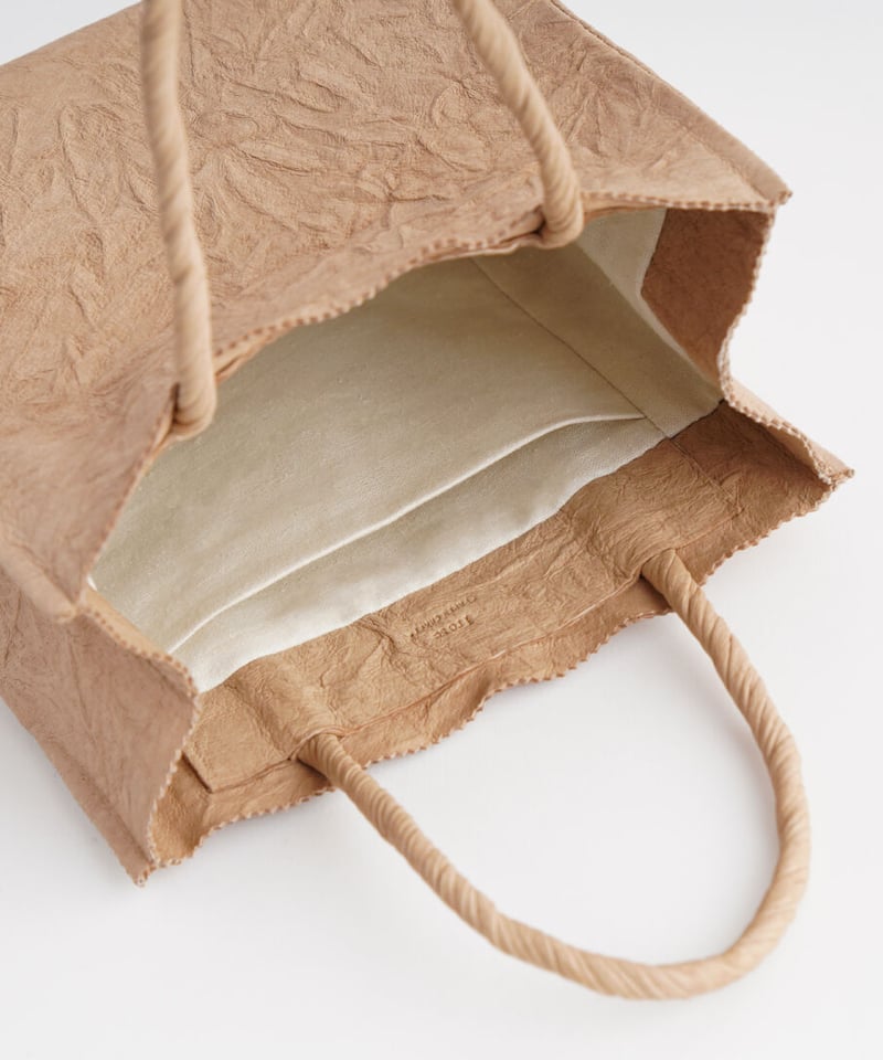 PAPER LEATHER TOTE BAG - S ( L.BROWN / BLACK )